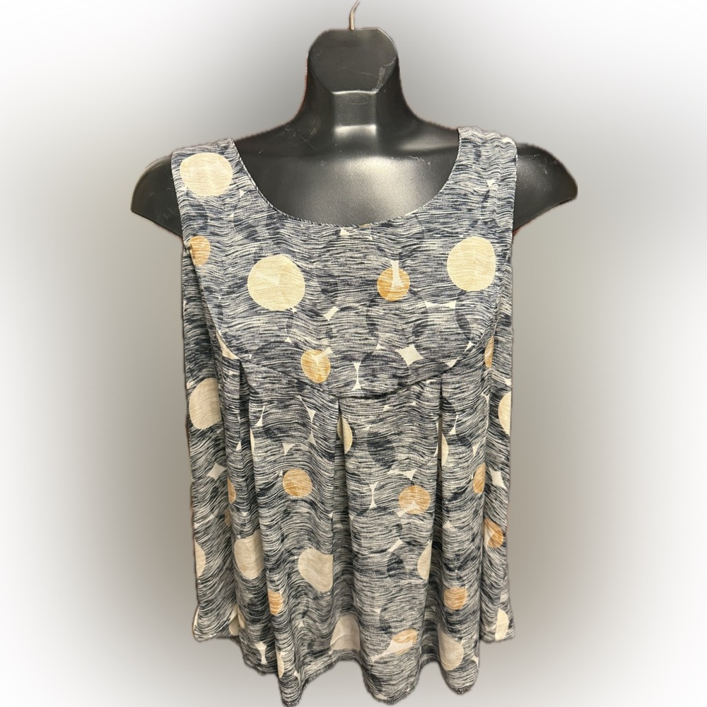 Rafaella Sleeveless Top with Cream and Tan Circles